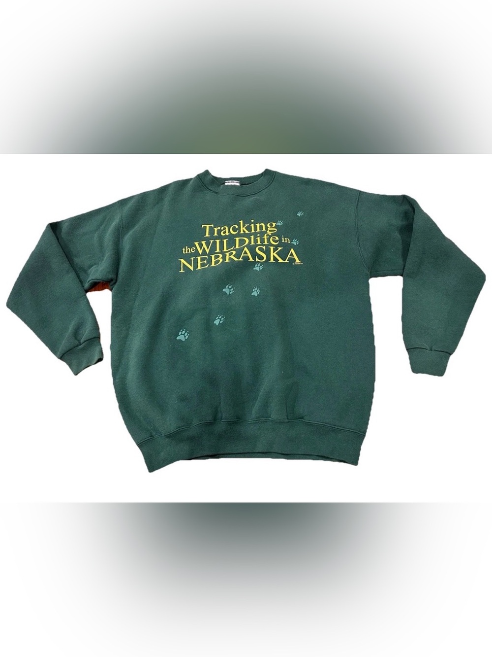Vintage Nebraska Crewneck Sweater Sweatshirt XL Nature Wildlife Wolf USA Made
